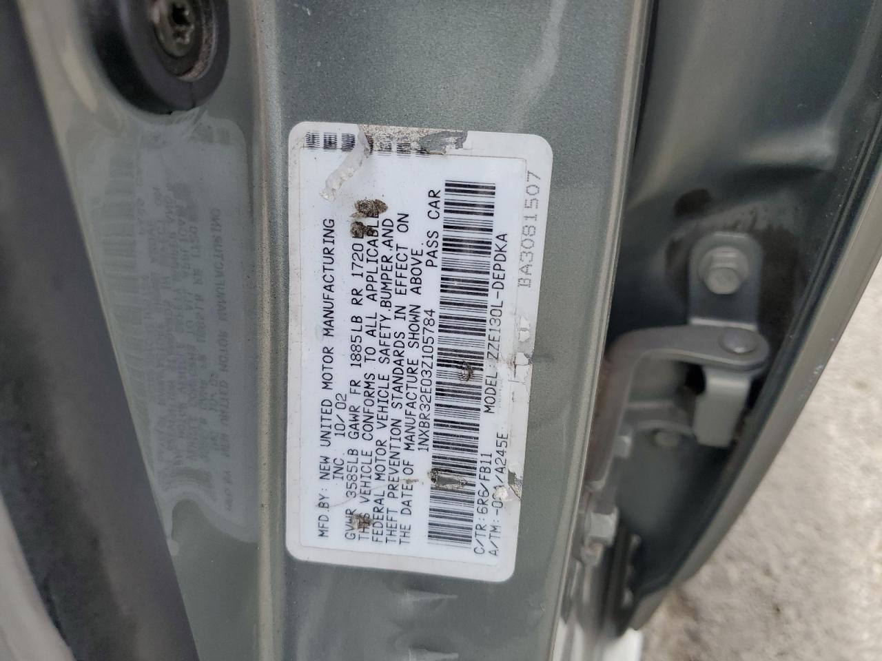 2003 Toyota Corolla Ce VIN: 1NXBR32E03Z105784 Lot: 84971995