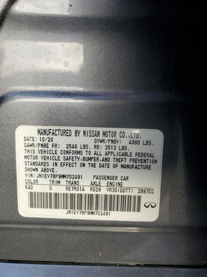 2021 Infiniti Q50 Luxe VIN: JN1EV7BP9MM702491 Lot: 82388035