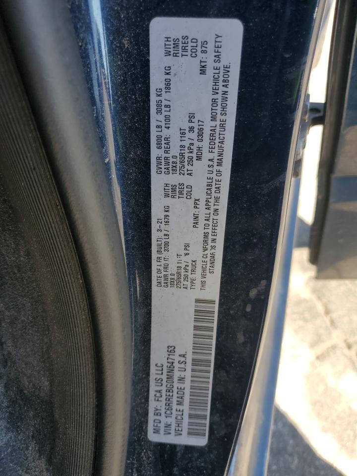 2021 Ram 1500 Big Horn/Lone Star VIN: 1C6RREBG0MN647163 Lot: 89737795