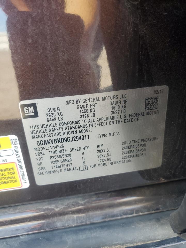 2016 Buick Enclave VIN: 5GAKVBKD9GJ294011 Lot: 84877505