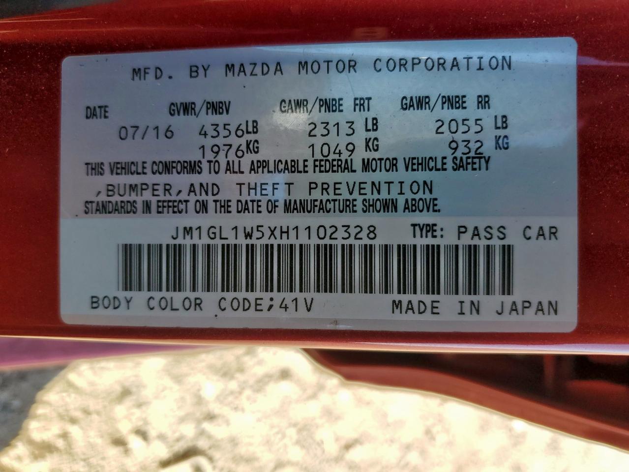 2017 Mazda 6 Grand Touring VIN: JM1GL1W5XH1102328 Lot: 85539195