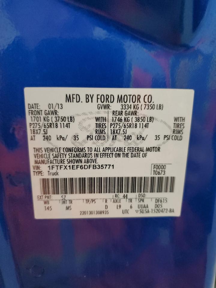 2013 Ford F150 Super Cab VIN: 1FTFX1EF6DFB35771 Lot: 90535855