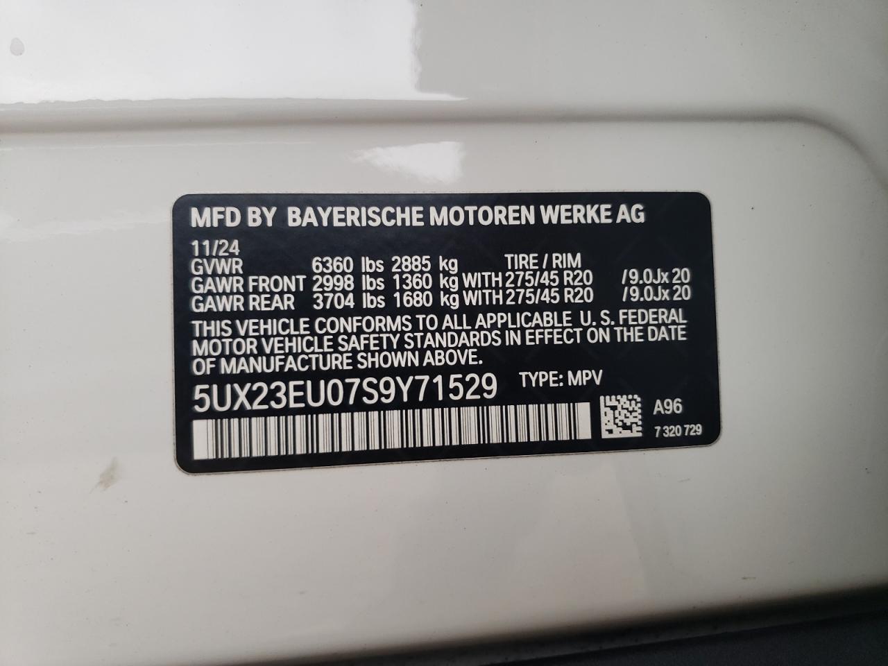 2025 BMW X5 xDrive40I VIN: 5UX23EU07S9Y71529 Lot: 86247895