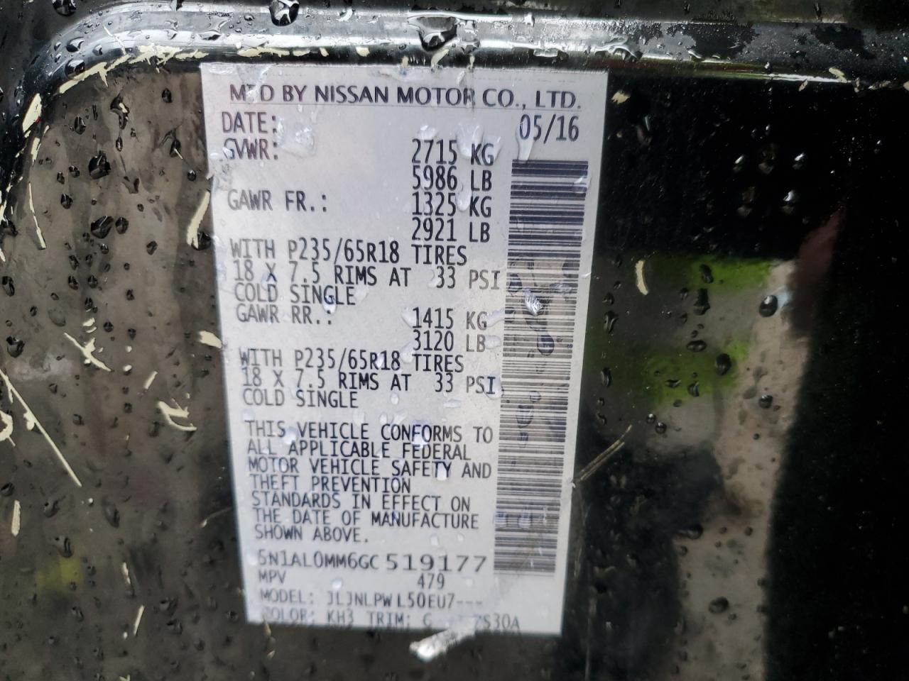 2016 Infiniti Qx60 VIN: 5N1AL0MM6GC519177 Lot: 85566095