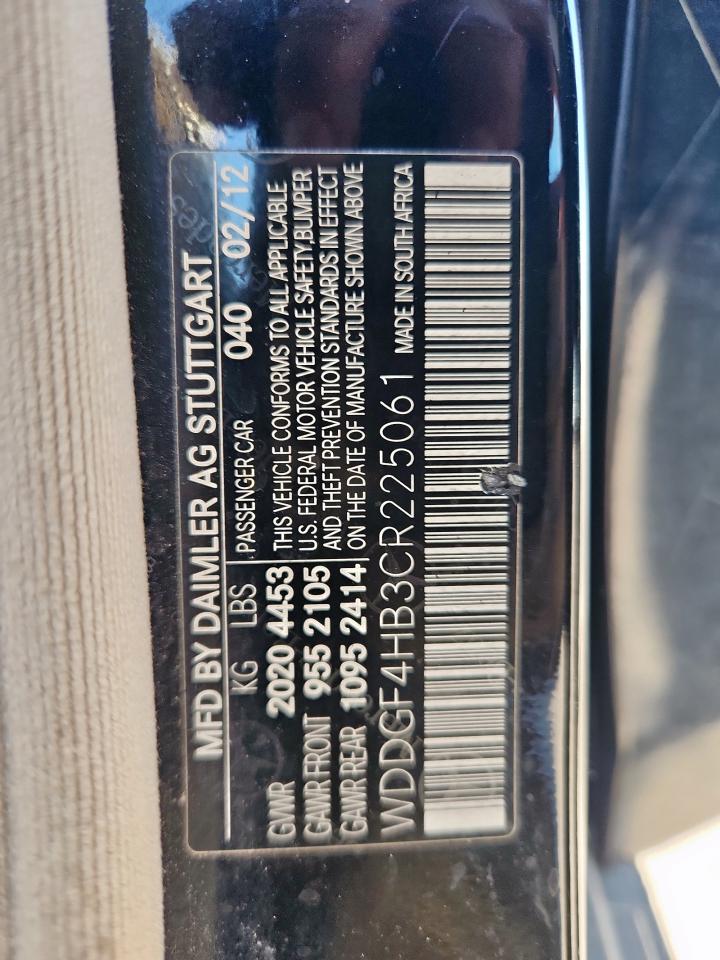 2012 Mercedes-Benz C 250 VIN: WDDGF4HB3CR225061 Lot: 86171855