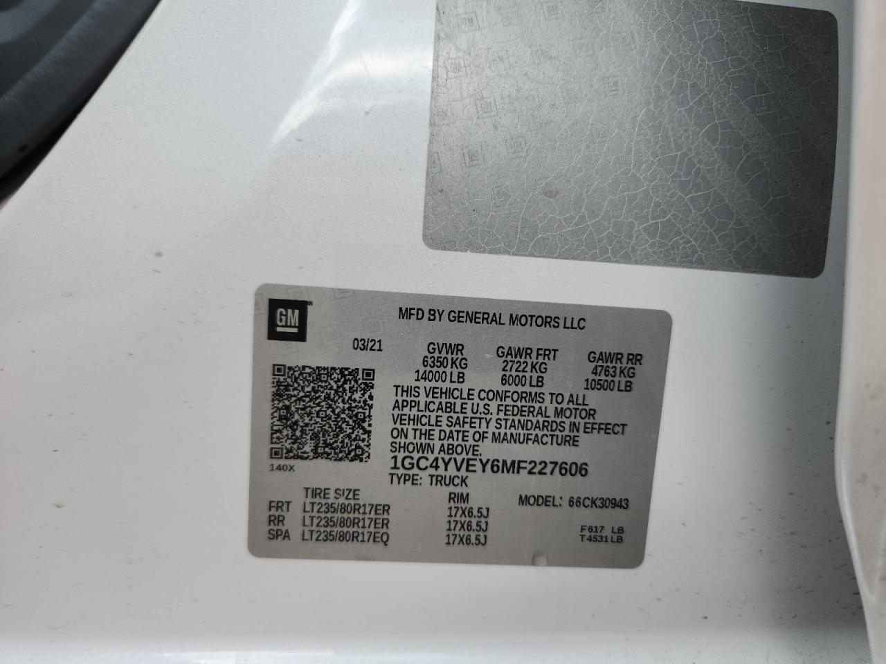 2021 Chevrolet Silverado K3500 High Country VIN: 1GC4YVEY6MF227606 Lot: 71920385