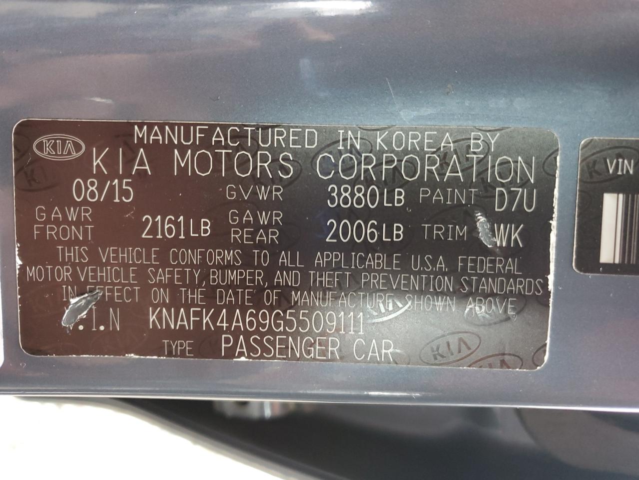 2016 Kia Forte Lx VIN: KNAFK4A69G5509111 Lot: 85196295