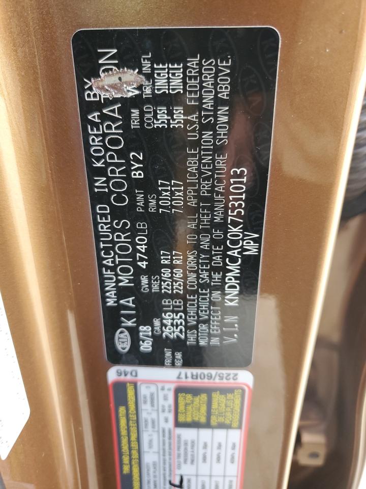 2019 Kia Sportage Lx VIN: KNDPMCAC0K7531013 Lot: 85585425