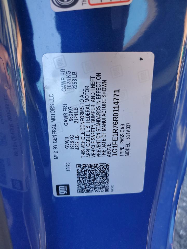 2024 Chevrolet Camaro Lt1 VIN: 1G1FE1R76R0114771 Lot: 85666405