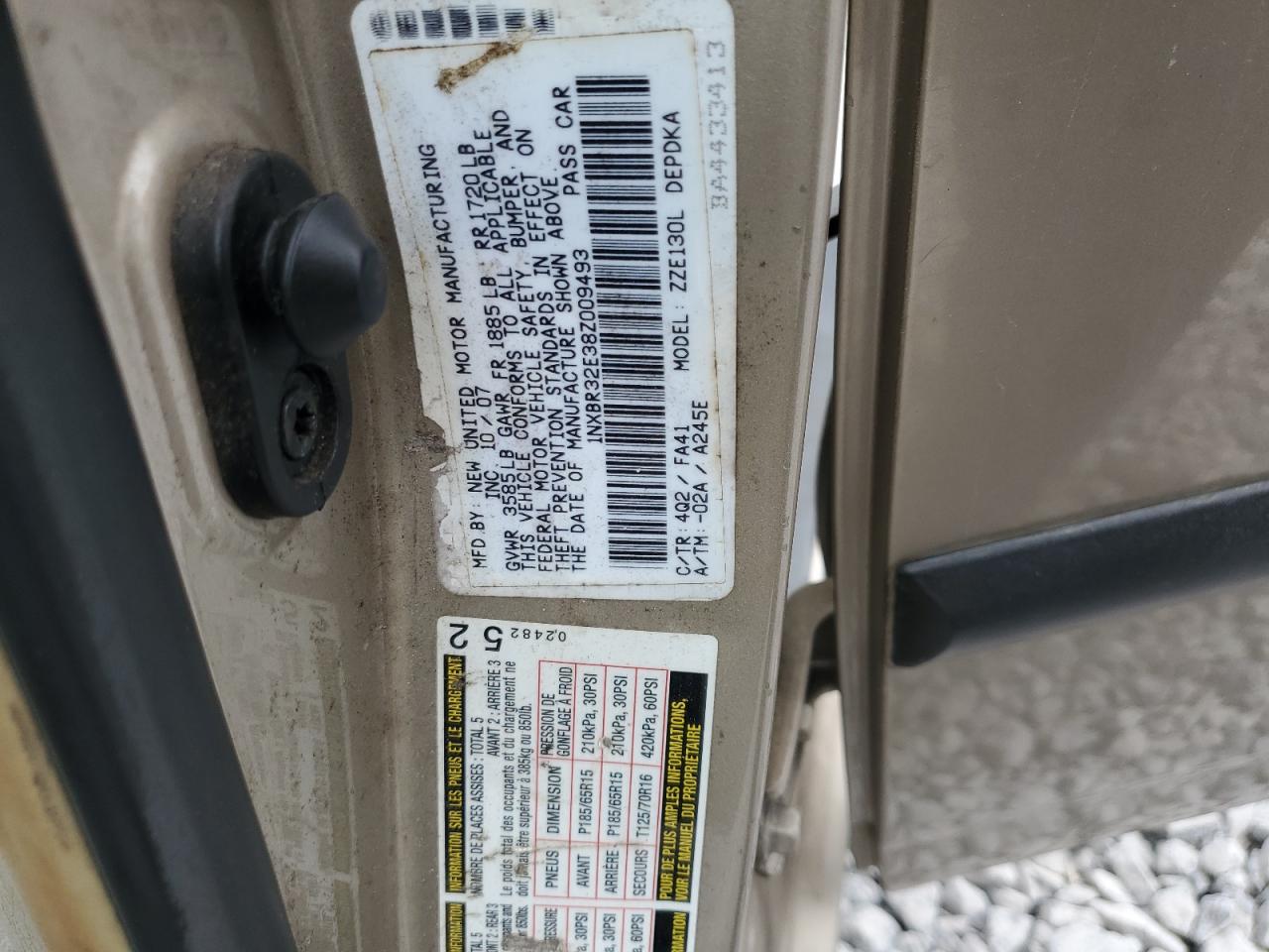 2008 Toyota Corolla Ce VIN: 1NXBR32E38Z009493 Lot: 85267835