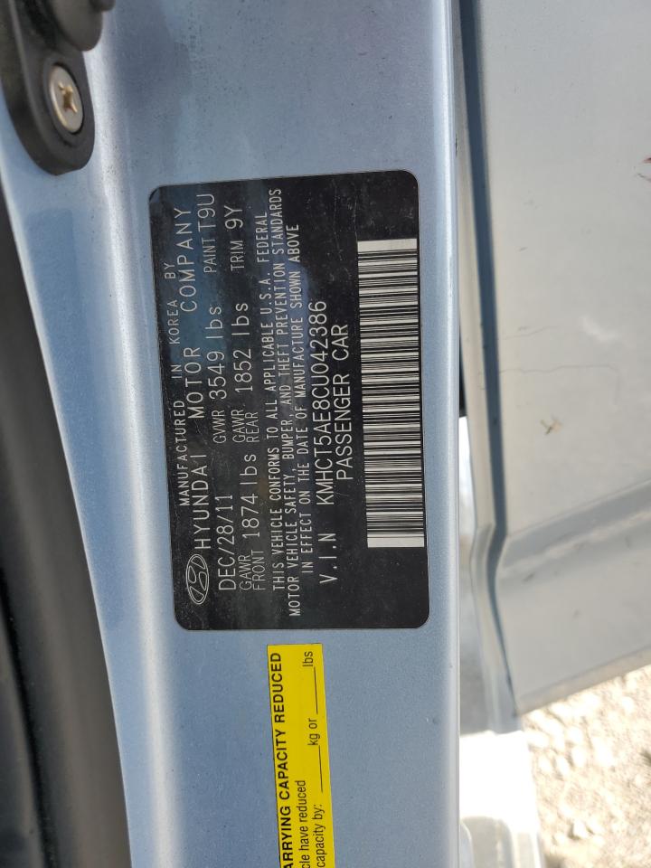 2012 Hyundai Accent Gls VIN: KMHCT5AE8CU042386 Lot: 86185355