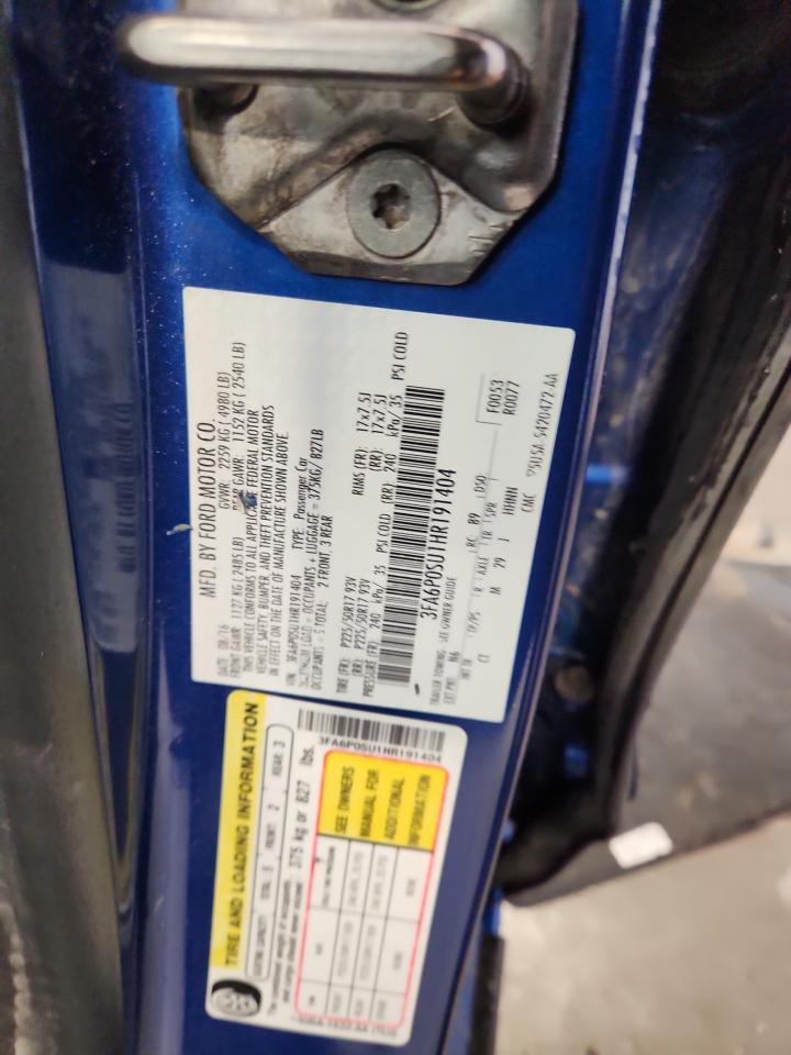 2017 Ford Fusion Titanium Phev VIN: 3FA6P0SU1HR191404 Lot: 85499995