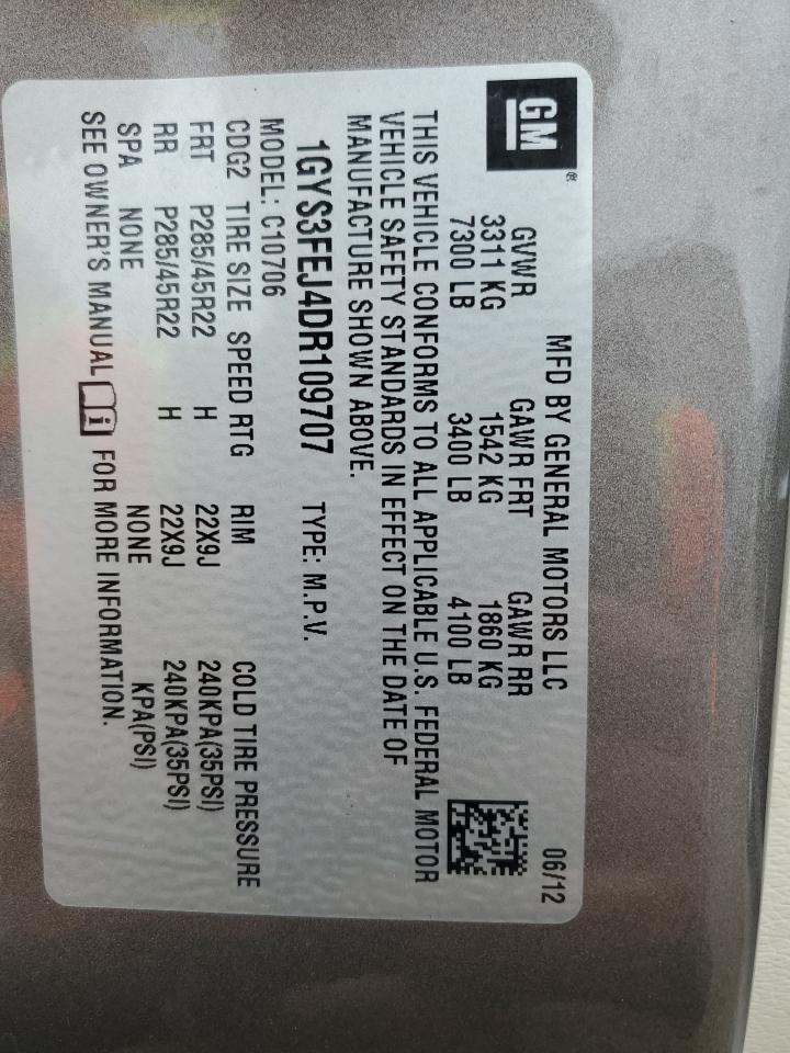 2013 Cadillac Escalade Platinum Hybrid VIN: 1GYS3FEJ4DR109707 Lot: 81944575