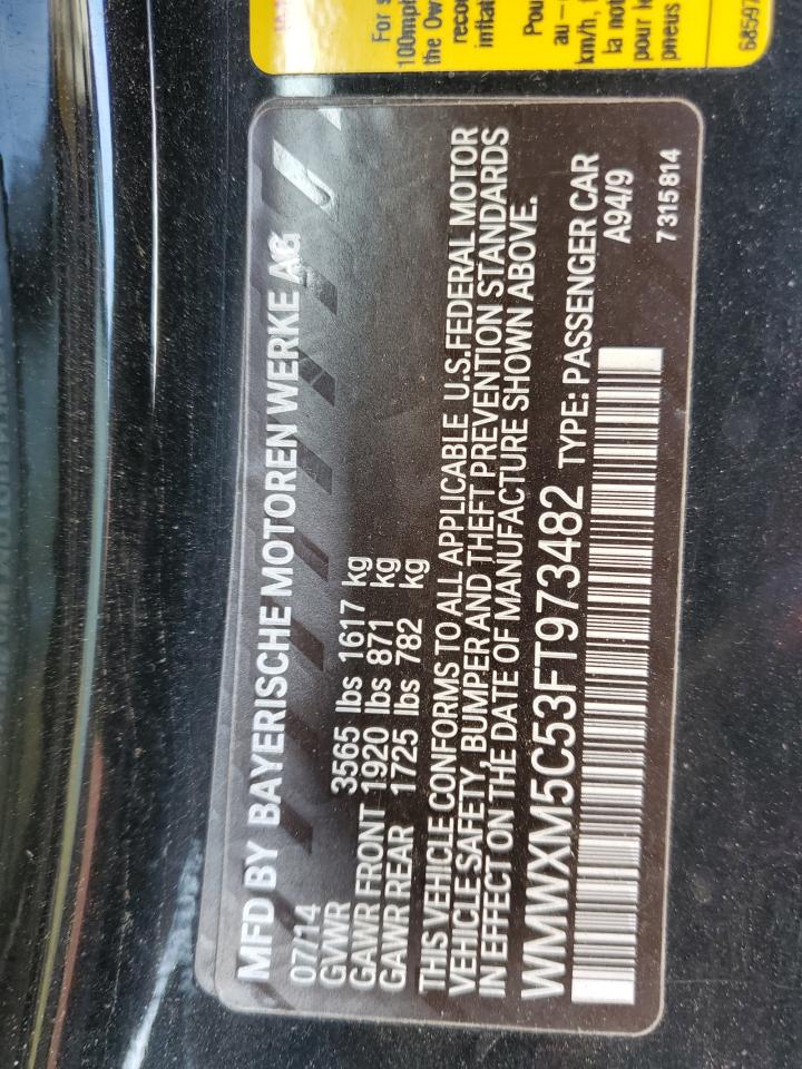 2015 Mini Cooper VIN: WMWXM5C53FT973482 Lot: 85113065