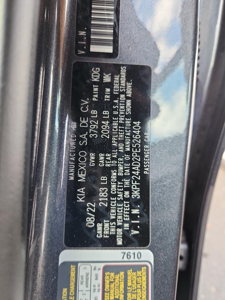 2023 Kia Forte Lx VIN: 3KPF24AD2PE526404 Lot: 87448785