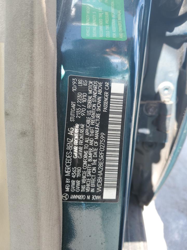 1994 Mercedes-Benz C 280 VIN: WDBHA28E5RF027599 Lot: 86163345