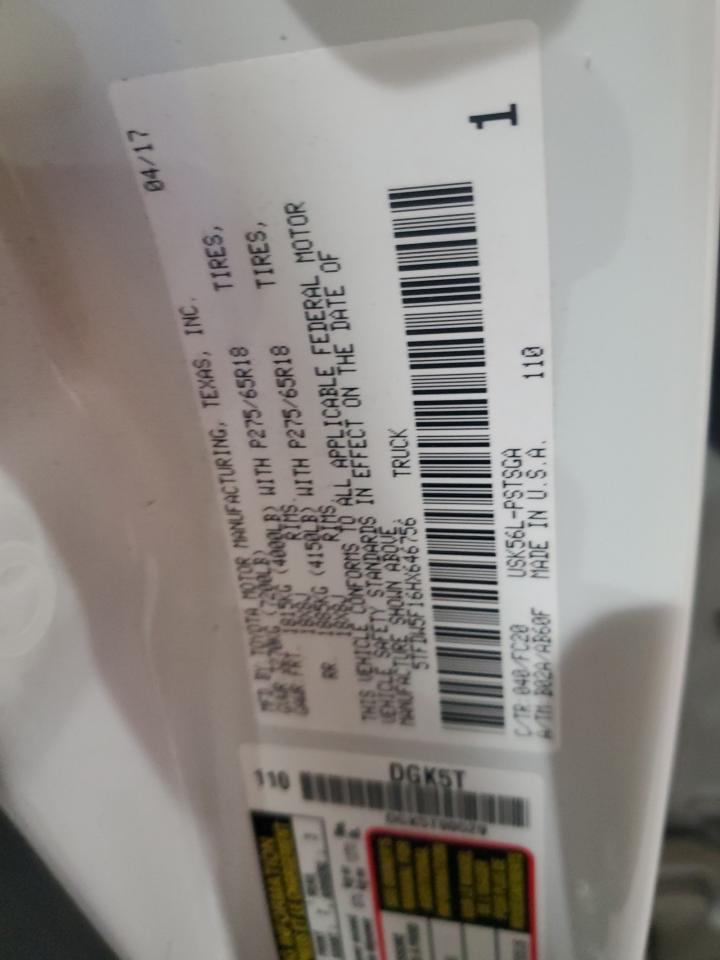 2017 Toyota Tundra Crewmax Sr5 VIN: 5TFDW5F16HX646756 Lot: 89534685