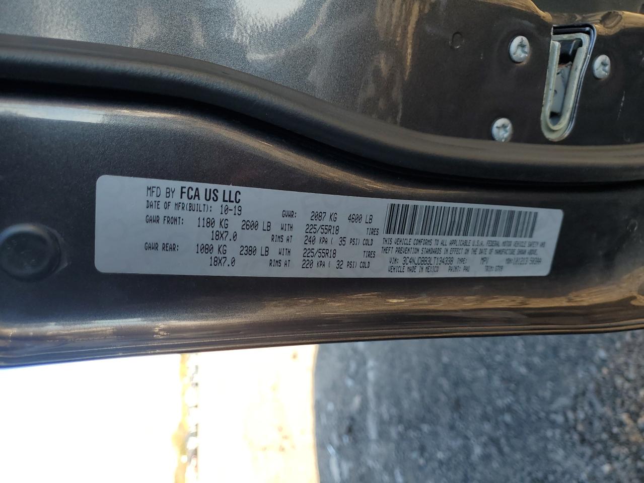 2020 Jeep Compass Latitude VIN: 3C4NJDBB3LT134338 Lot: 89734795