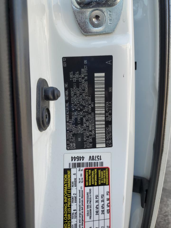 2012 Toyota Sienna Le VIN: 5TDKK3DC9CS227049 Lot: 84749025