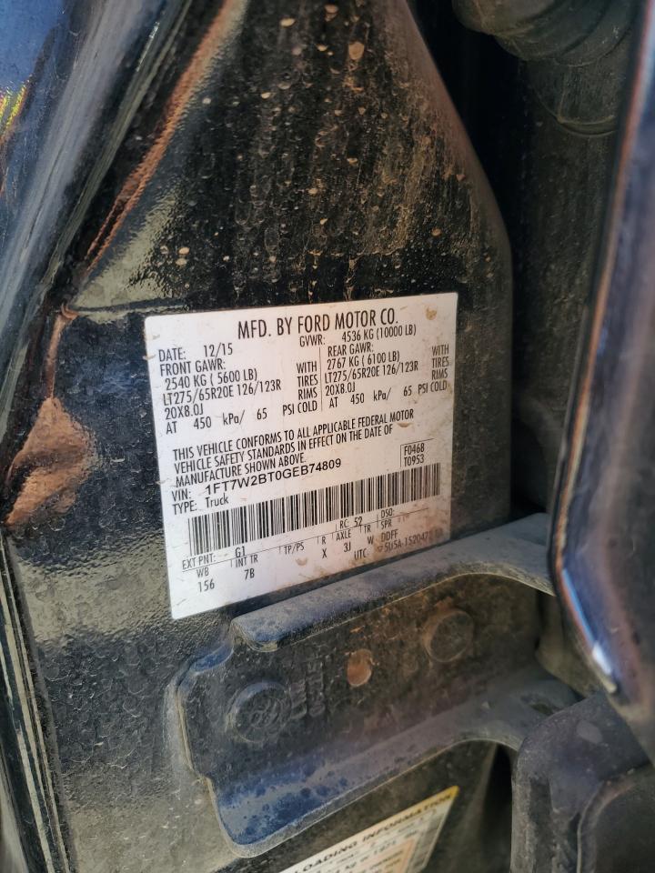 2016 Ford F250 Super Duty VIN: 1FT7W2BT0GEB74809 Lot: 90320515