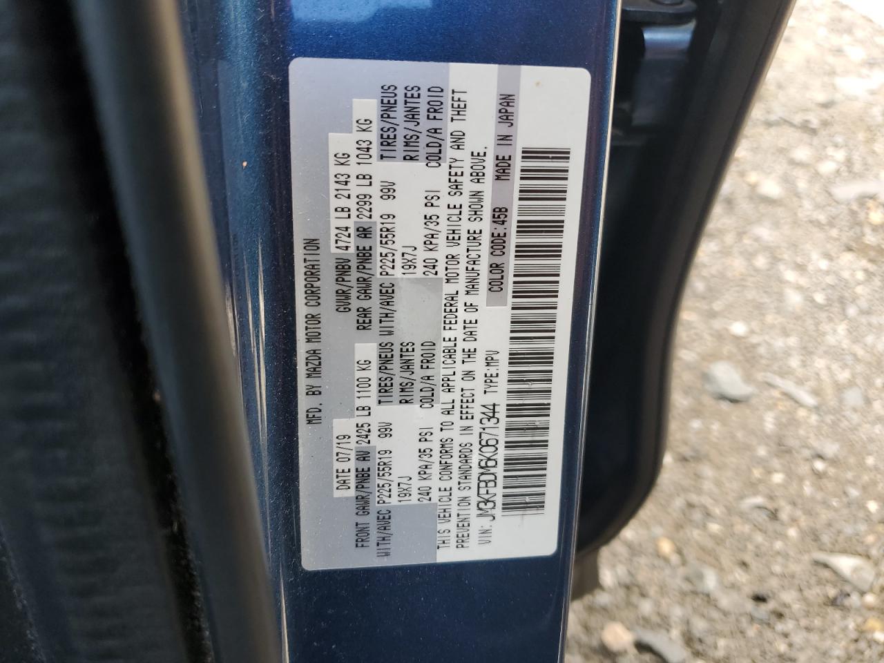 2019 Mazda Cx-5 Grand Touring VIN: JM3KFBDM6K0671344 Lot: 84955605