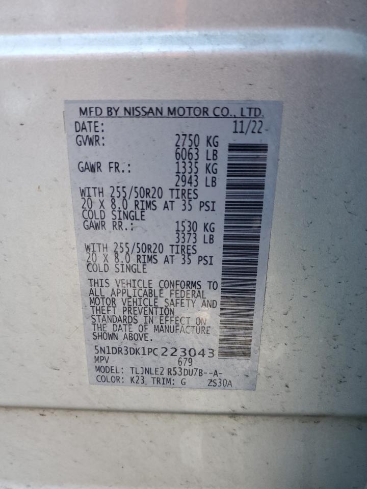 2023 Nissan Pathfinder Platinum VIN: 5N1DR3DK1PC223043 Lot: 86513345