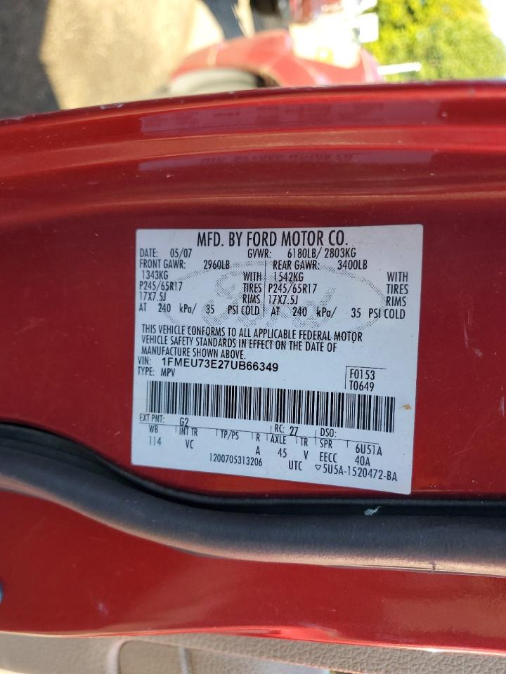 2007 Ford Explorer Xlt VIN: 1FMEU73E27UB66349 Lot: 81979385