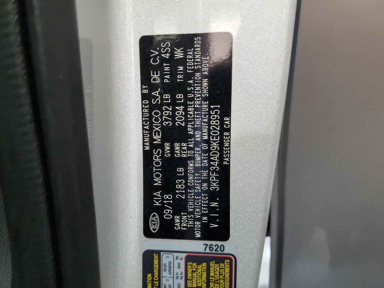 2019 Kia Forte Gt Line VIN: 3KPF34AD9KE028951 Lot: 82222135