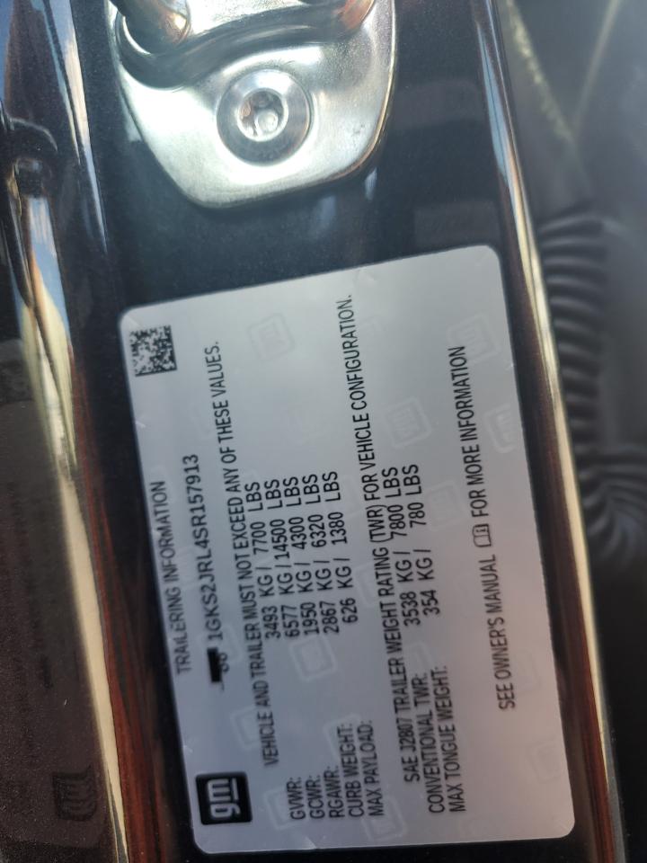 2025 GMC Yukon Xl Denali VIN: 1GKS2JRL4SR157913 Lot: 86092395