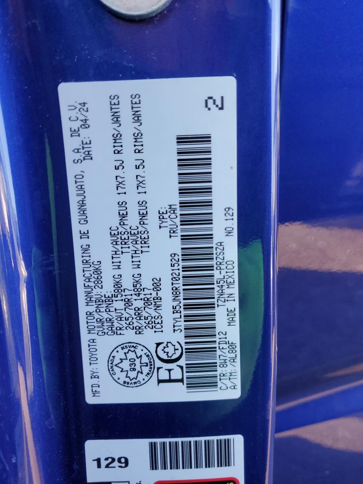 2024 Toyota Tacoma Double Cab VIN: 3TYLB5JN8RT021529 Lot: 85081765