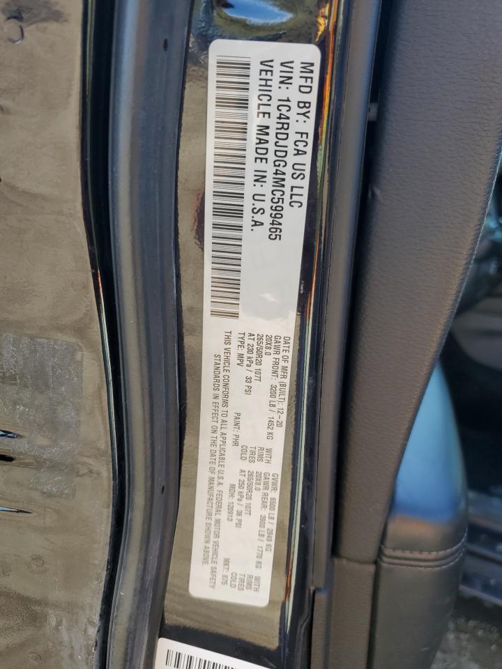 2021 Dodge Durango Gt VIN: 1C4RDJDG4MC599465 Lot: 80751465