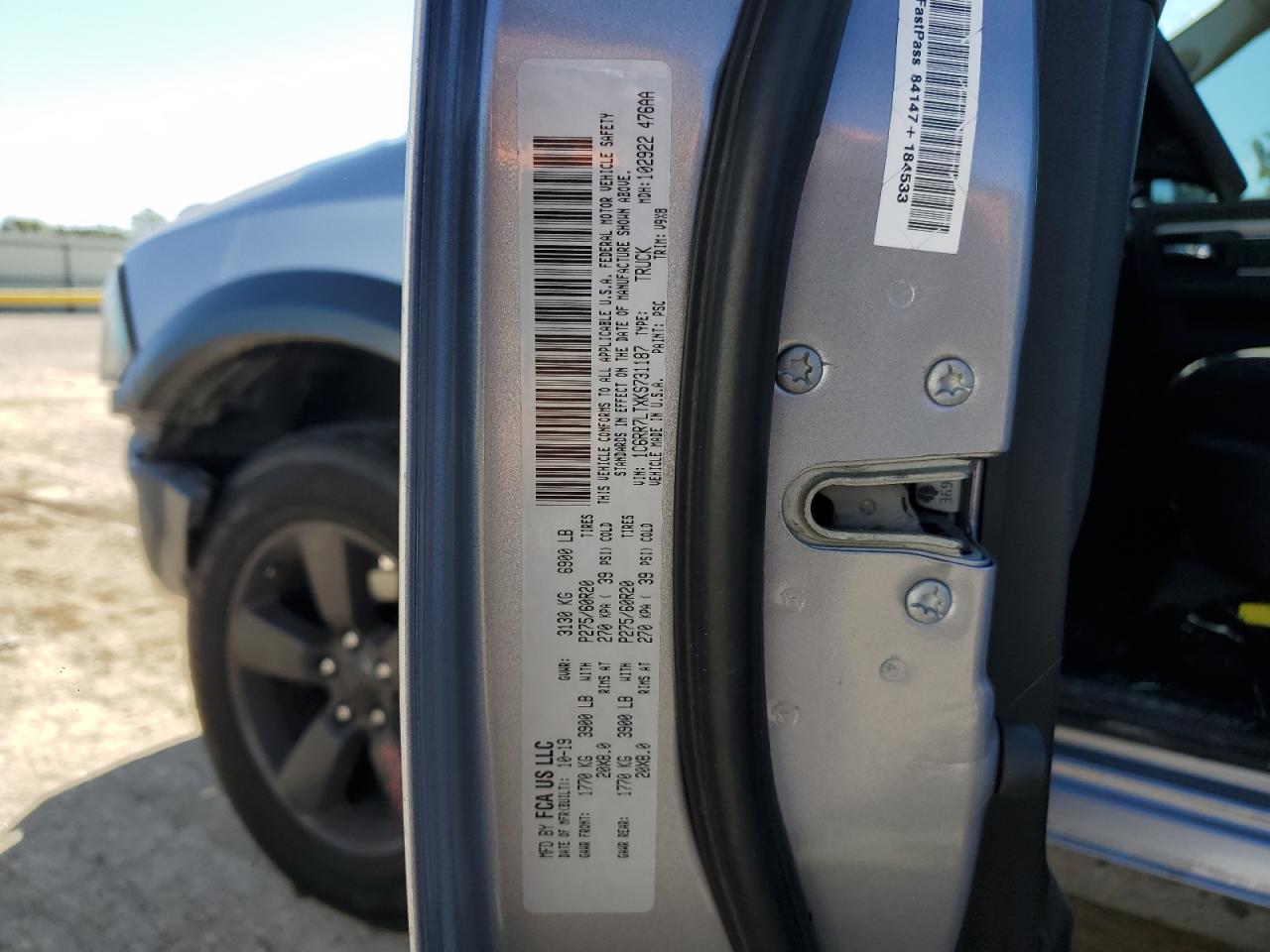 2019 Ram 1500 Classic Slt VIN: 1C6RR7LTXKS731187 Lot: 82554025