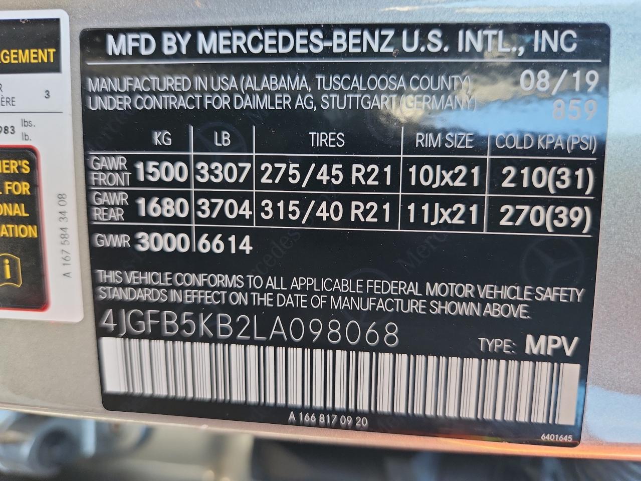 2020 Mercedes-Benz Gle 450 4Matic VIN: 4JGFB5KB2LA098068 Lot: 86307195