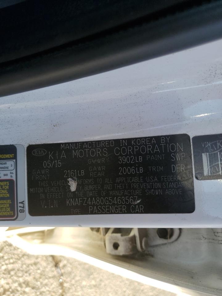 2016 Kia Forte Ex VIN: KNAFZ4A80G5463567 Lot: 85887545