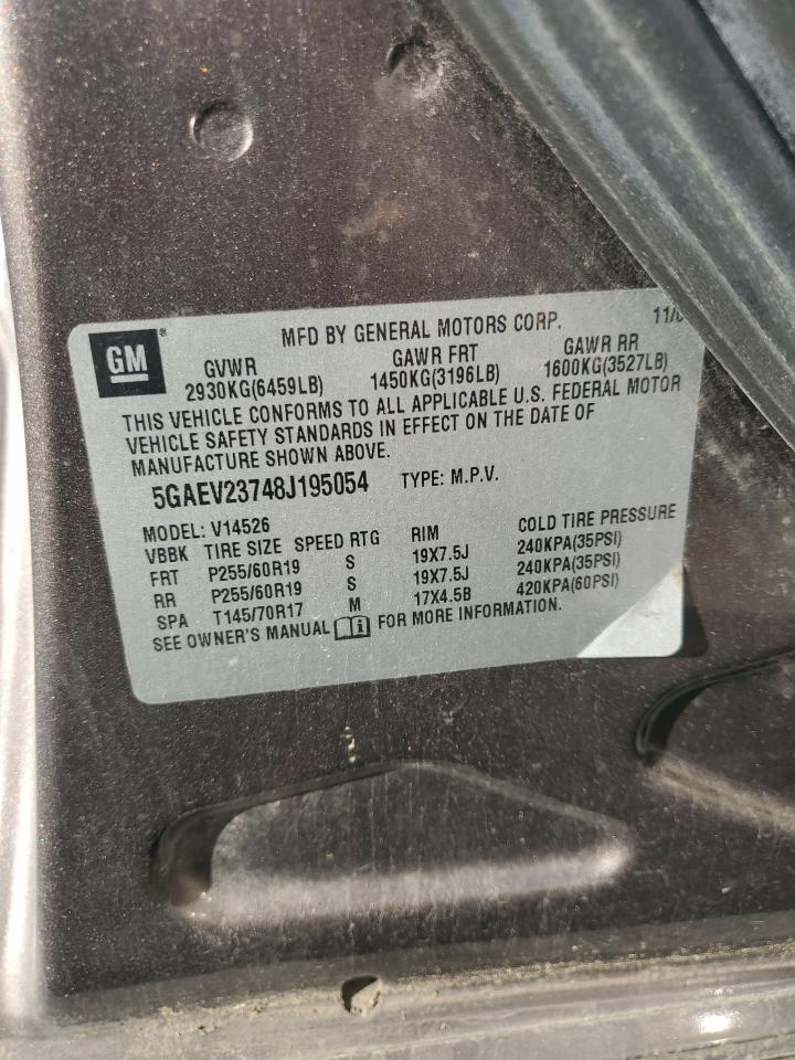 2008 Buick Enclave Cxl VIN: 5GAEV23748J195054 Lot: 84423025