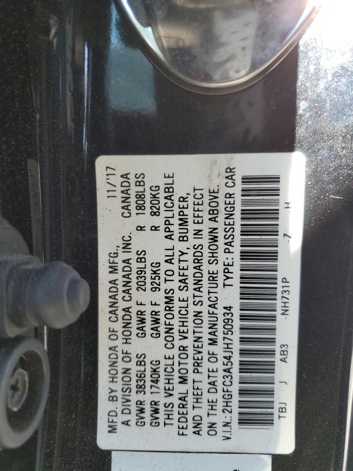 2018 Honda Civic Si VIN: 2HGFC3A54JH750934 Lot: 86109575