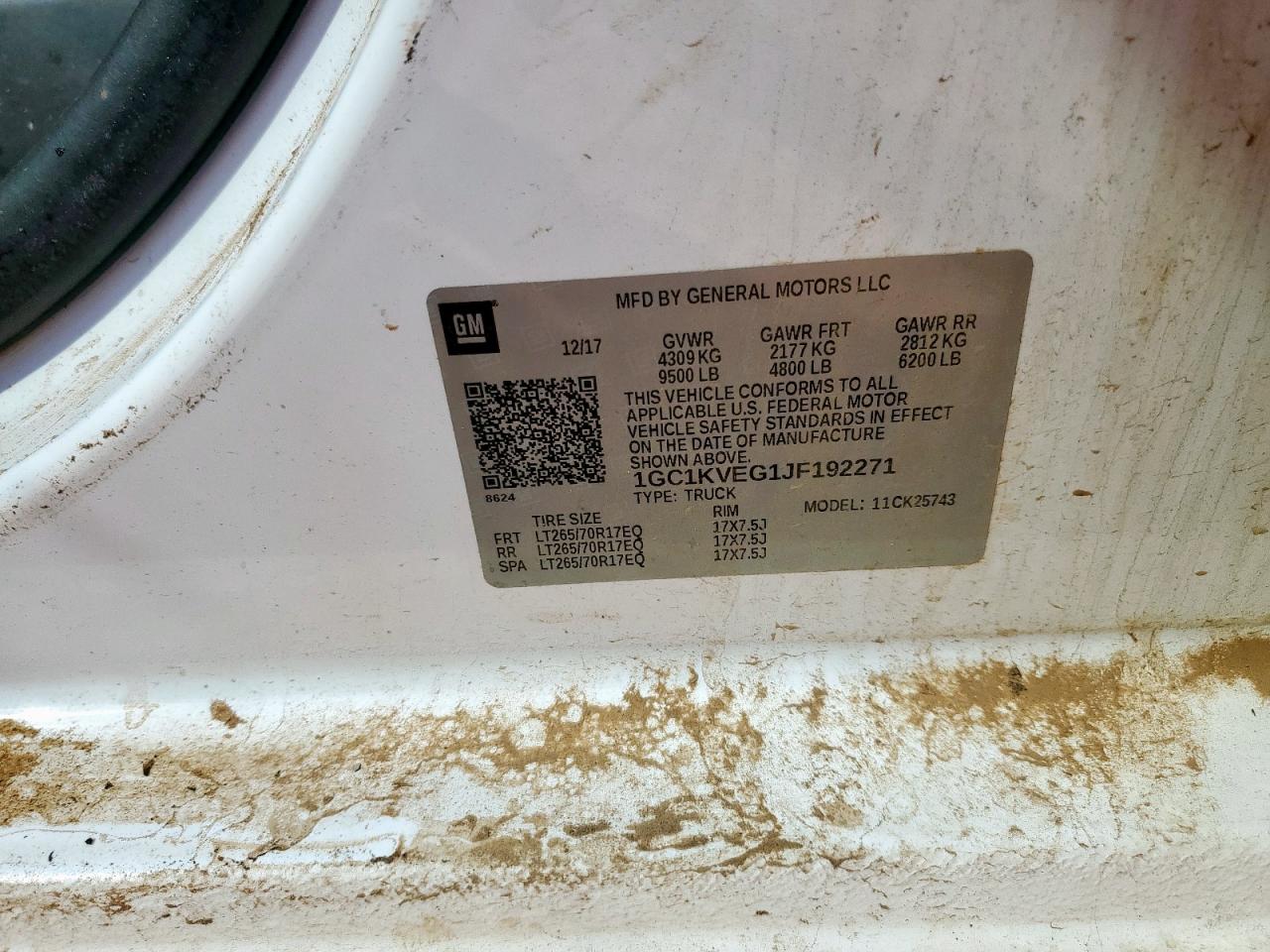 2018 Chevrolet Silverado K2500 Heavy Duty Lt VIN: 1GC1KVEG1JF192271 Lot: 82311435