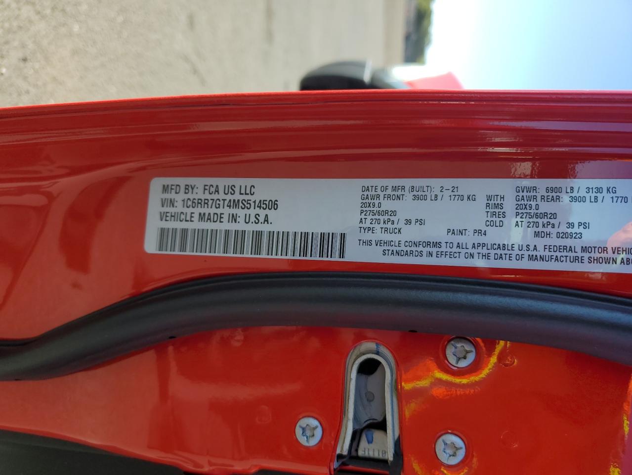 2021 Ram 1500 Classic Slt VIN: 1C6RR7GT4MS514506 Lot: 82004125