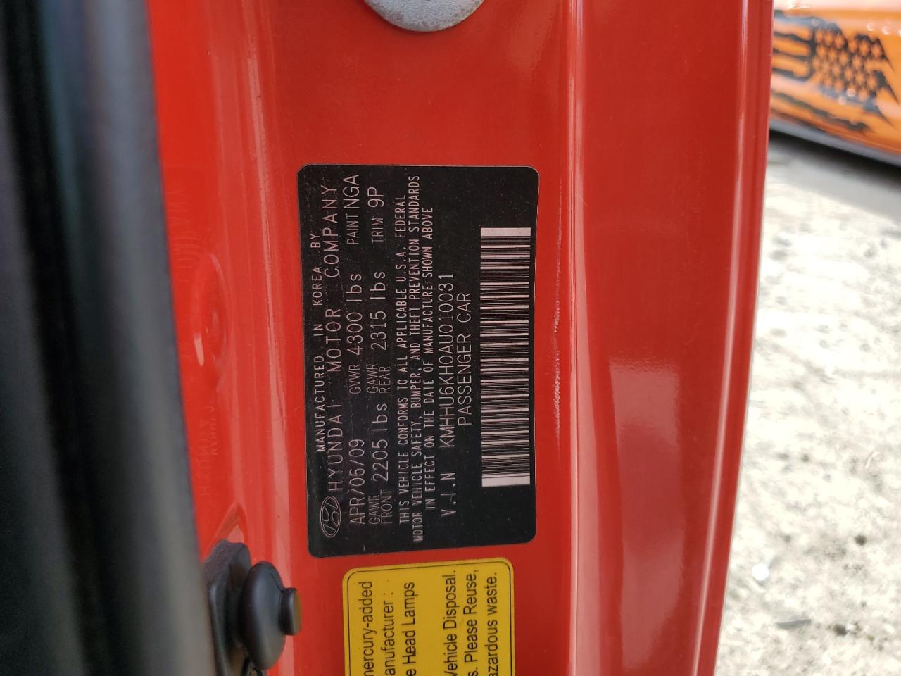 2010 Hyundai Genesis Coupe 3.8L VIN: KMHHU6KH0AU010031 Lot: 84573685