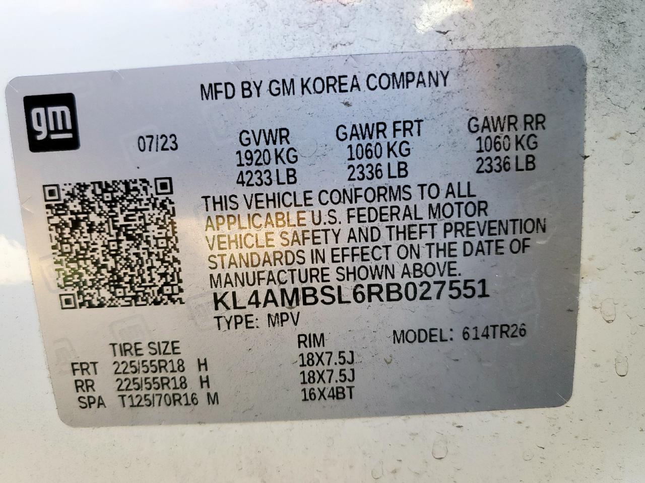 2024 Buick Encore Gx Preferred VIN: KL4AMBSL6RB027551 Lot: 86111475