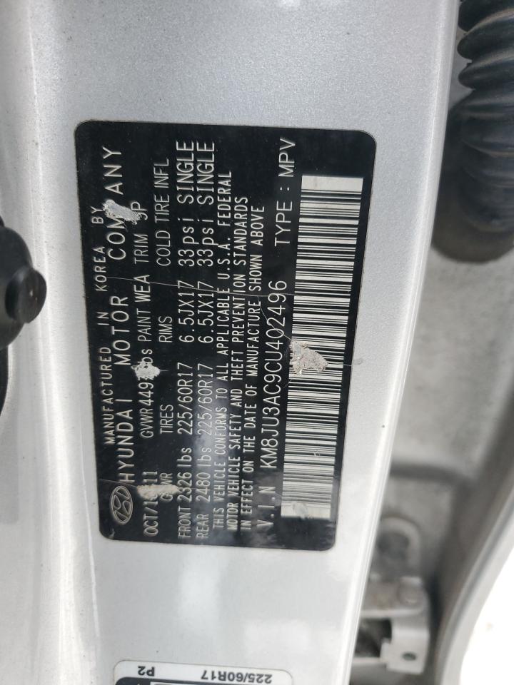 2012 Hyundai Tucson Gls VIN: KM8JU3AC9CU402496 Lot: 90051465