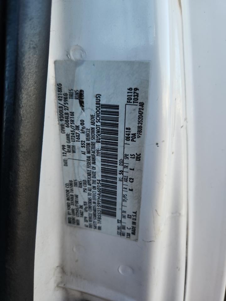 2000 Ford Econoline E350 Super Duty Wagon VIN: 1FBSS31S9YHA60154 Lot: 86685945