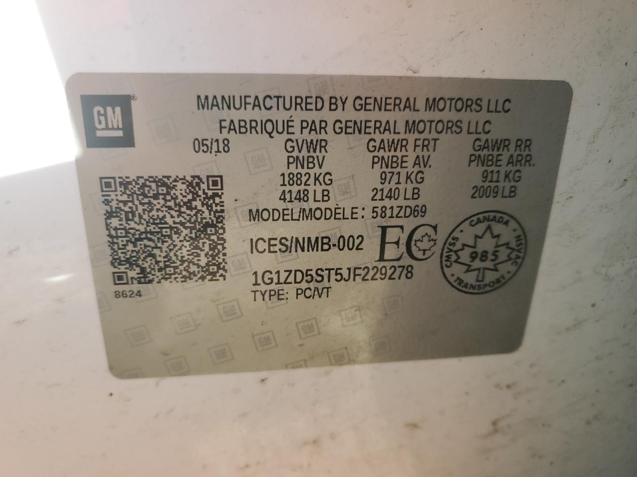 2018 Chevrolet Malibu Lt VIN: 1G1ZD5ST5JF229278 Lot: 84610755