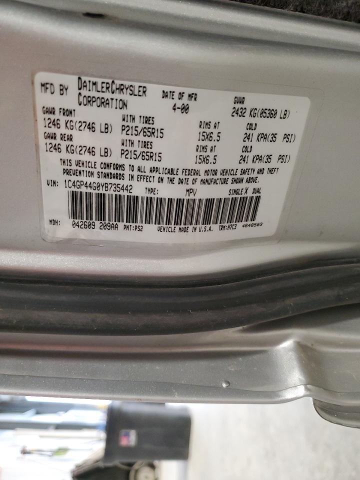 2000 Chrysler Town & Country Lx VIN: 1C4GP44G0YB735442 Lot: 86040235