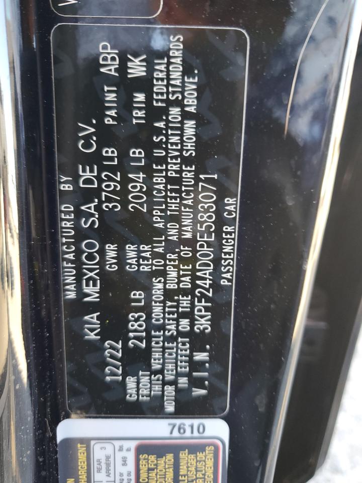 2023 Kia Forte Lx VIN: 3KPF24AD0PE583071 Lot: 87047985