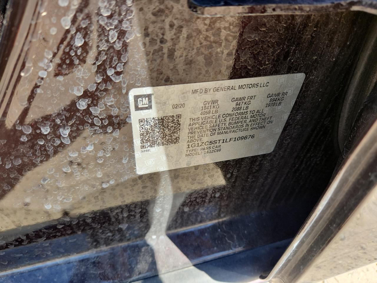 2020 Chevrolet Malibu Ls VIN: 1G1ZC5ST1LF109676 Lot: 84834055