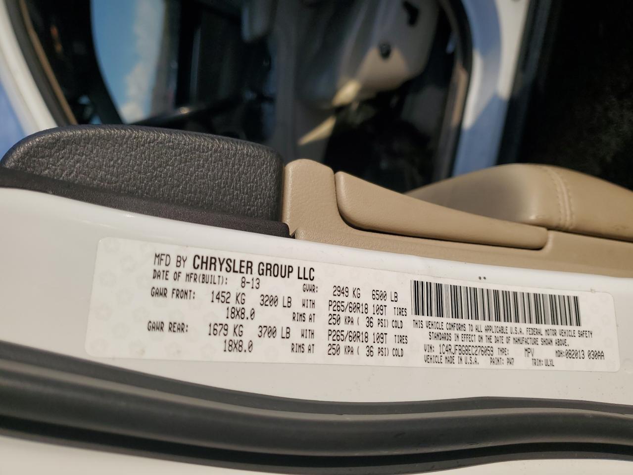 2014 Jeep Grand Cherokee Limited VIN: 1C4RJFBG8EC276059 Lot: 82645245