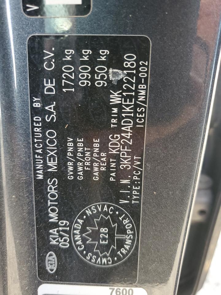 2019 Kia Forte Fe VIN: 3KPF24AD1KE122180 Lot: 85503755