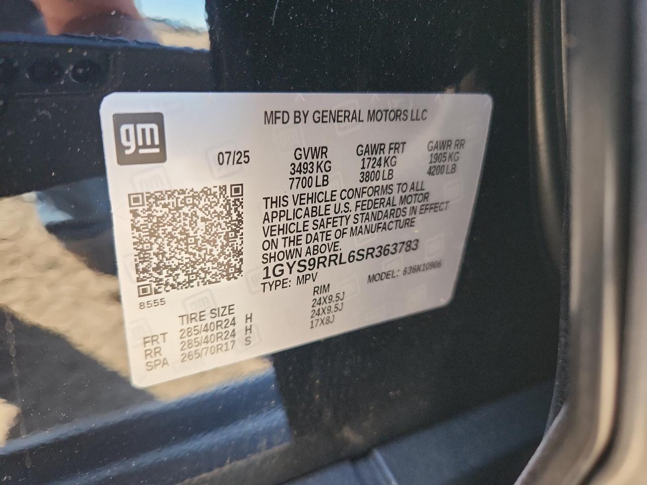 2025 Cadillac Escalade Esv Sport Platinum VIN: 1GYS9RRL6SR363783 Lot: 85400045