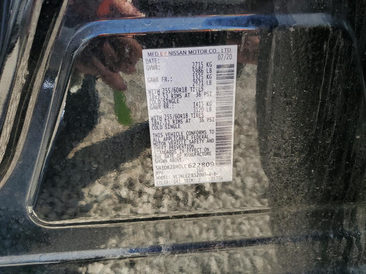 2020 Nissan Pathfinder Sv VIN: 5N1DR2BM0LC622809 Lot: 84870145